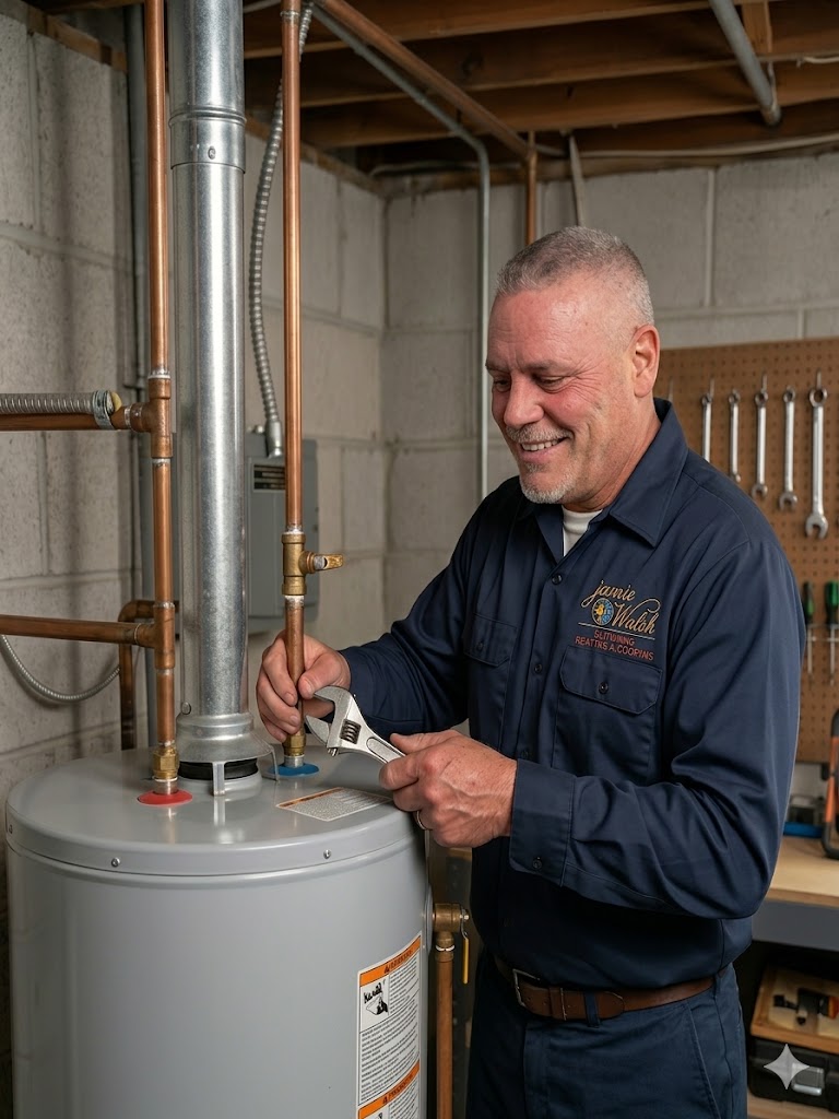 Jamie Walsh Fixing Water Heater